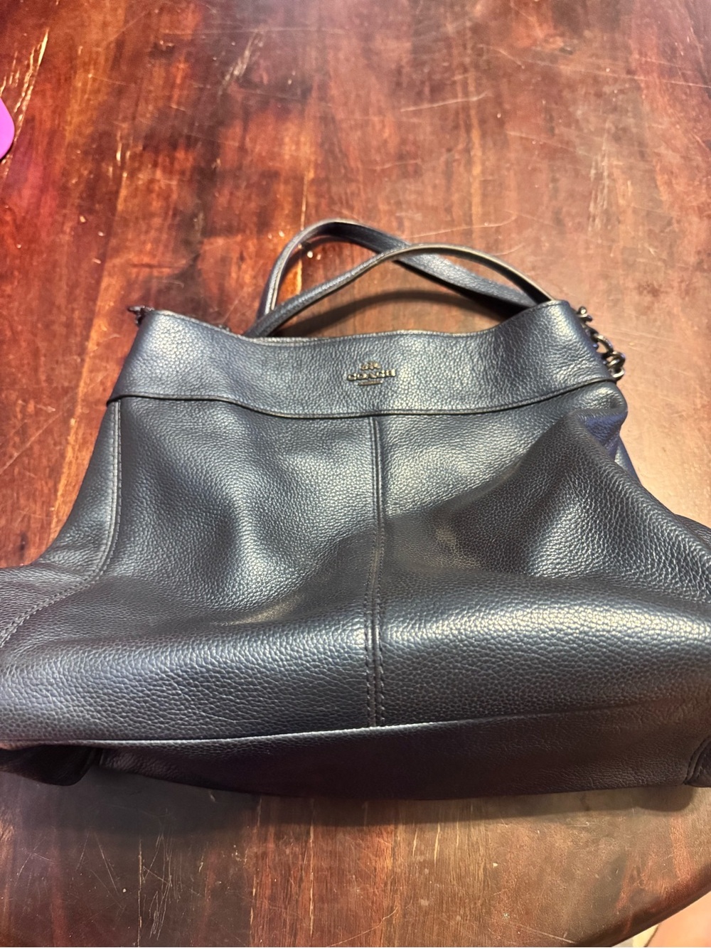 Coach Black Pebbled Leather Large Tote with Subtle Logo